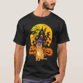 German Shepherd Pumpkin Witch Hat Halloween Costum Tシャツ (正面)