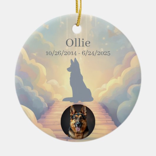 German Shepherd Rainbow Bridge Ornament セラミックオーナメント (正面)