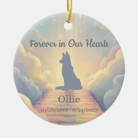 German Shepherd Rainbow Bridge Ornament セラミックオーナメント (正面)