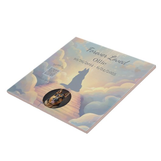 German Shepherd Rainbow Bridge Photo Tile タイル (側面)