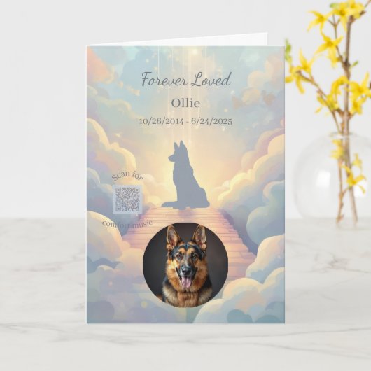 German Shepherd Rainbow Bridge Sympathy Card カード (黄色い花)