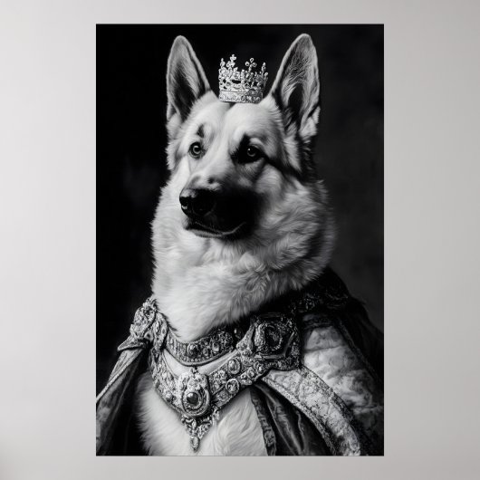 German Shepherd Renaissance Portrait, Funny Dog ポスター (正面)