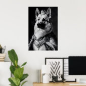 German Shepherd Renaissance Portrait, Funny Dog ポスター (ホームオフィス)