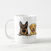 German Shepherd & Retriever Lover Pet Parent Gift コーヒーマグカップ (左)