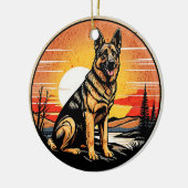 German Shepherd Retro Sunset Dog Lover セラミックオーナメント (左)