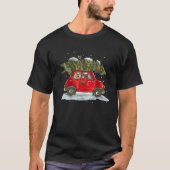 German Shepherd Riding Red Car Merry Christmas Dog Tシャツ (正面)