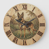 German Shepherd - Rustic Dog Decor ラージ壁時計 (正面)