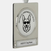 German Shepherd Security Ornament シルバープレートバナーオーナメント (右)