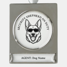 German Shepherd Security Ornament シルバープレートバナーオーナメント