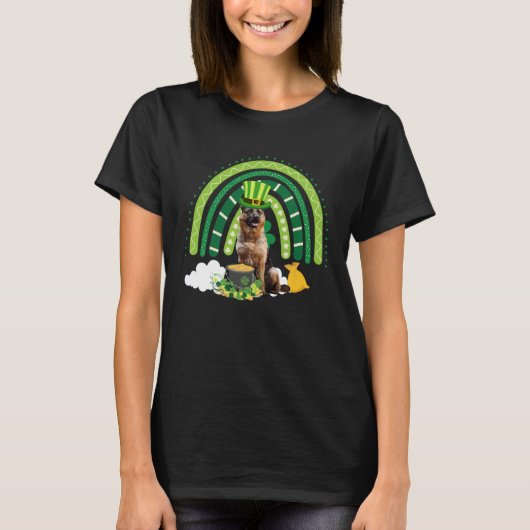 German Shepherd Shamrock St Patricks Day Rainbow G Tシャツ (正面)