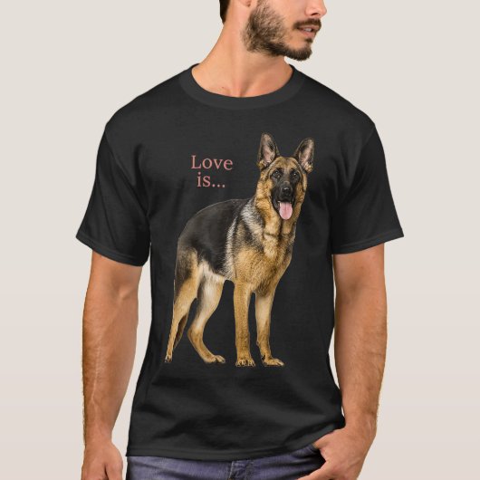 German Shepherd Shepard Dog Mom Dad Love Pet Tシャツ (正面)