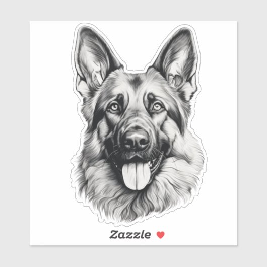 German Shepherd Sketch Portrait Sticker シール (シート)