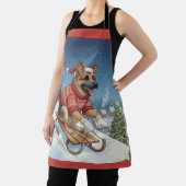 German Shepherd Sledding, Christmas Apron エプロン (インサイチュ)
