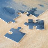 German Shepherd Snowy Forest Cabin Christmas Paint ジグソーパズル (側面)