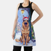 German Shepherd Snowy Town Gate Santa Christmas エプロン (インサイチュ)