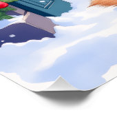 German Shepherd Snowy Town Gate Santa Christmas ポスター (コーナー)