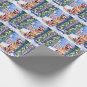 German Shepherd Snowy Town Gate Santa Christmas ラッピングペーパー (角)