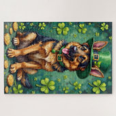 German Shepherd St Patrick’s Day Lucky Dog ジグソーパズル (横)