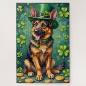 German Shepherd St Patrick’s Day Lucky Dog ジグソーパズル (縦)