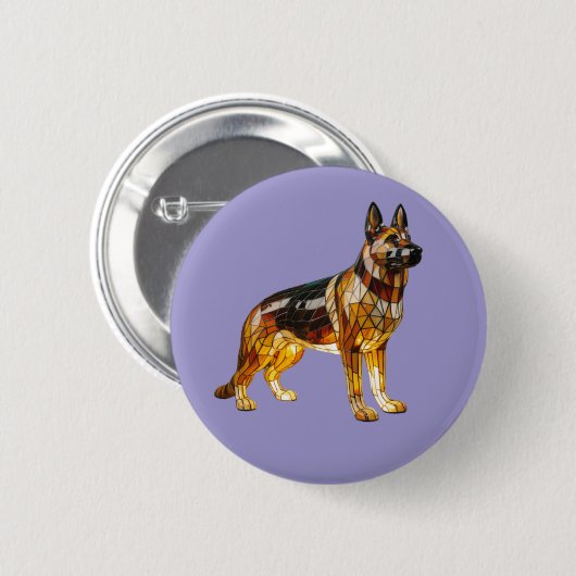 German Shepherd Stained Glass Button 缶バッジ (正面&裏面)