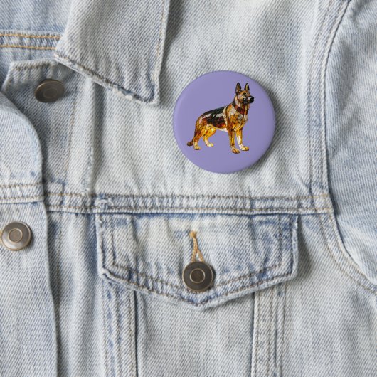 German Shepherd Stained Glass Button 缶バッジ (インサイチュ)