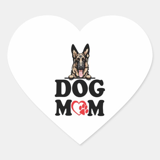 German Shepherd Stickers – ドイツの羊飼い犬の母 ハートシール (正面)
