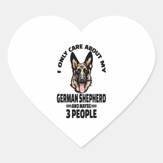 German Shepherd Stickers – 私は気にGeのことのみ ハートシール (正面)