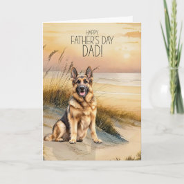 German Shepherd Sunset Beach Father's Day シーズンカード