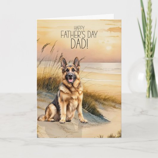 German Shepherd Sunset Beach Father's Day シーズンカード (正面)
