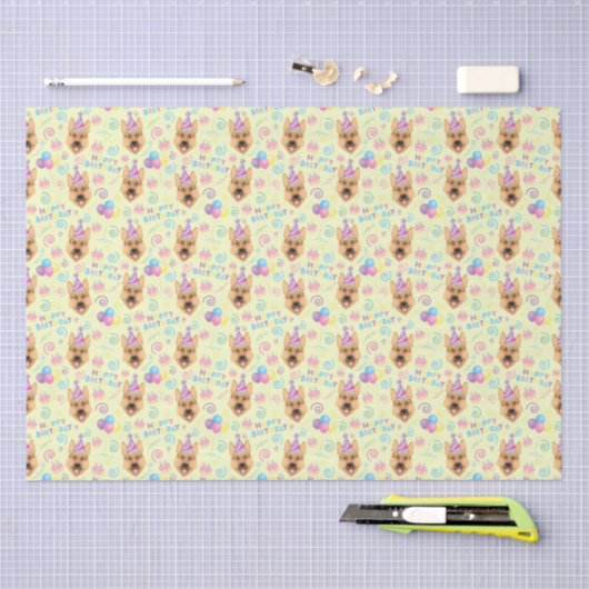 German Shepherd Tissue Paper in Yellow 薄葉紙 (クラフト)