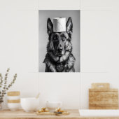German Shepherd Toilet Paper Roll, Funny Bathroom ポスター (キッチン)