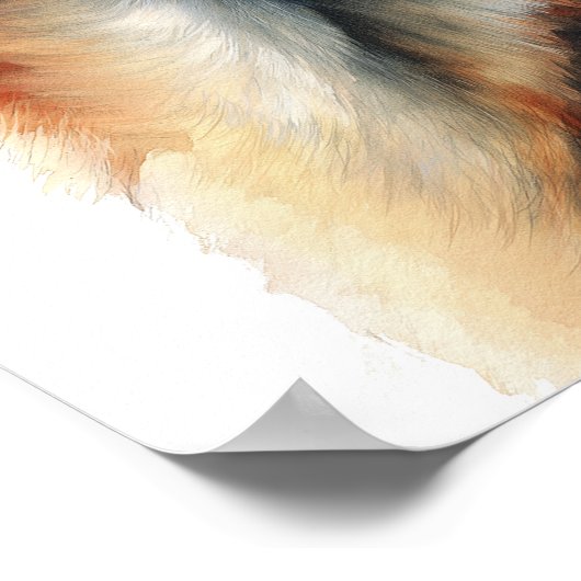 German shepherd turns his head watercolor ポスター (角)