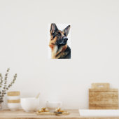 German shepherd turns his head watercolor ポスター (キッチン)