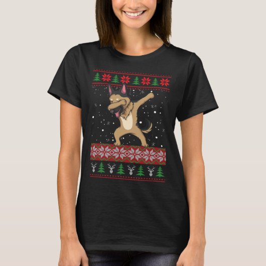 German Shepherd Ugly Christmas Sweater Tシャツ (正面)