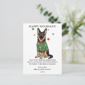 German Shepherd Ugly Sweater Candy Cane Glasses シーズンポストカード (スタンド正面)