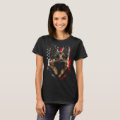 German Shepherd US Flag America USA German Shepher Tシャツ (正面フル)