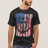 German Shepherd USA Merica Flag Retro Tシャツ (正面)
