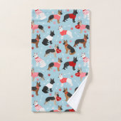 German Shepherd Valentine Pattern Bath Towel Set バスタオルセット (ハンドタオル)
