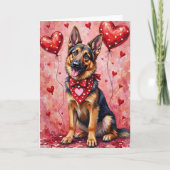 German Shepherd Valentine’s Day Dog with Hearts カード (正面)