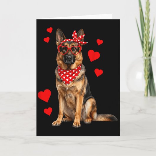 German Shepherd Valentines Day Dog Lover Heart  カード (正面)