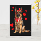 German Shepherd Valentines Day Dog Lover Heart  カード (黄色い花)