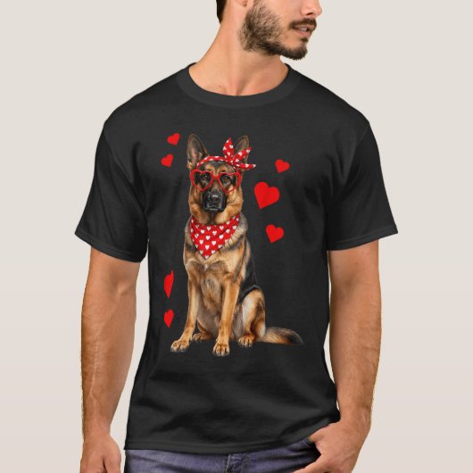 German Shepherd Valentines Day Dog Lover Heart  Tシャツ (正面)