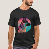 German Shepherd Vaporwave Retrowave Aesthetic Tシャツ (正面)