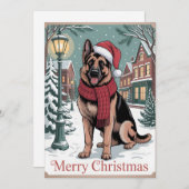 German Shepherd vintage Christmas  シーズンカード (正面/裏面)