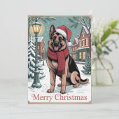 German Shepherd vintage Christmas  シーズンカード (スタンド正面)