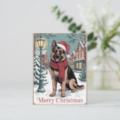 German Shepherd vintage Christmas  ポストカード (スタンド正面)