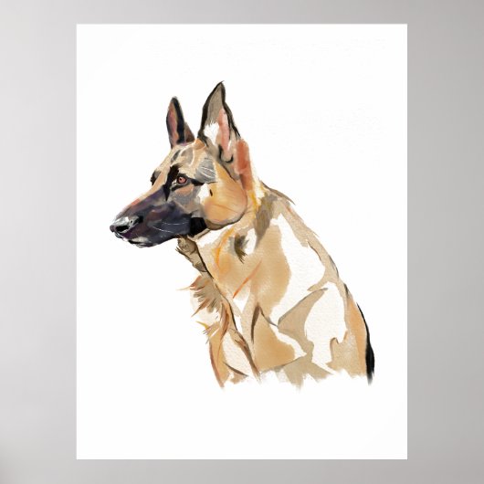 German Shepherd Wall Art Poster, Dog Lover Print ポスター (正面)