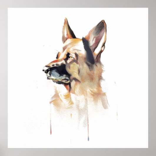 German Shepherd Wall Art Poster, Pet Portrait ポスター (正面)