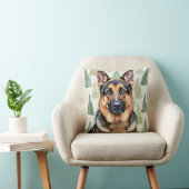 German Shepherd Watercolor Angular Pattern Art クッション (椅子)