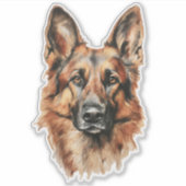 German Shepherd Watercolor Portrait Sticker シール (正面)